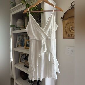 Blue Rain Asymmetrical White Dress